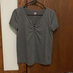 Grey cross stitched T-shirt